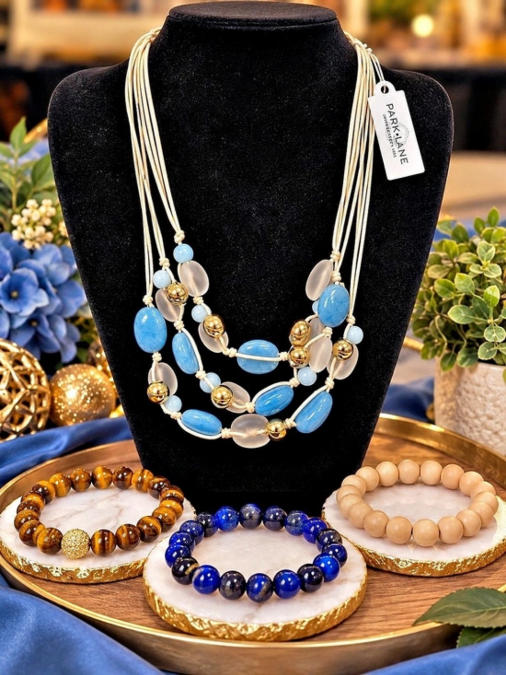Park Lane Oceanic Necklace Layered Blue Shell-Beaded NWT